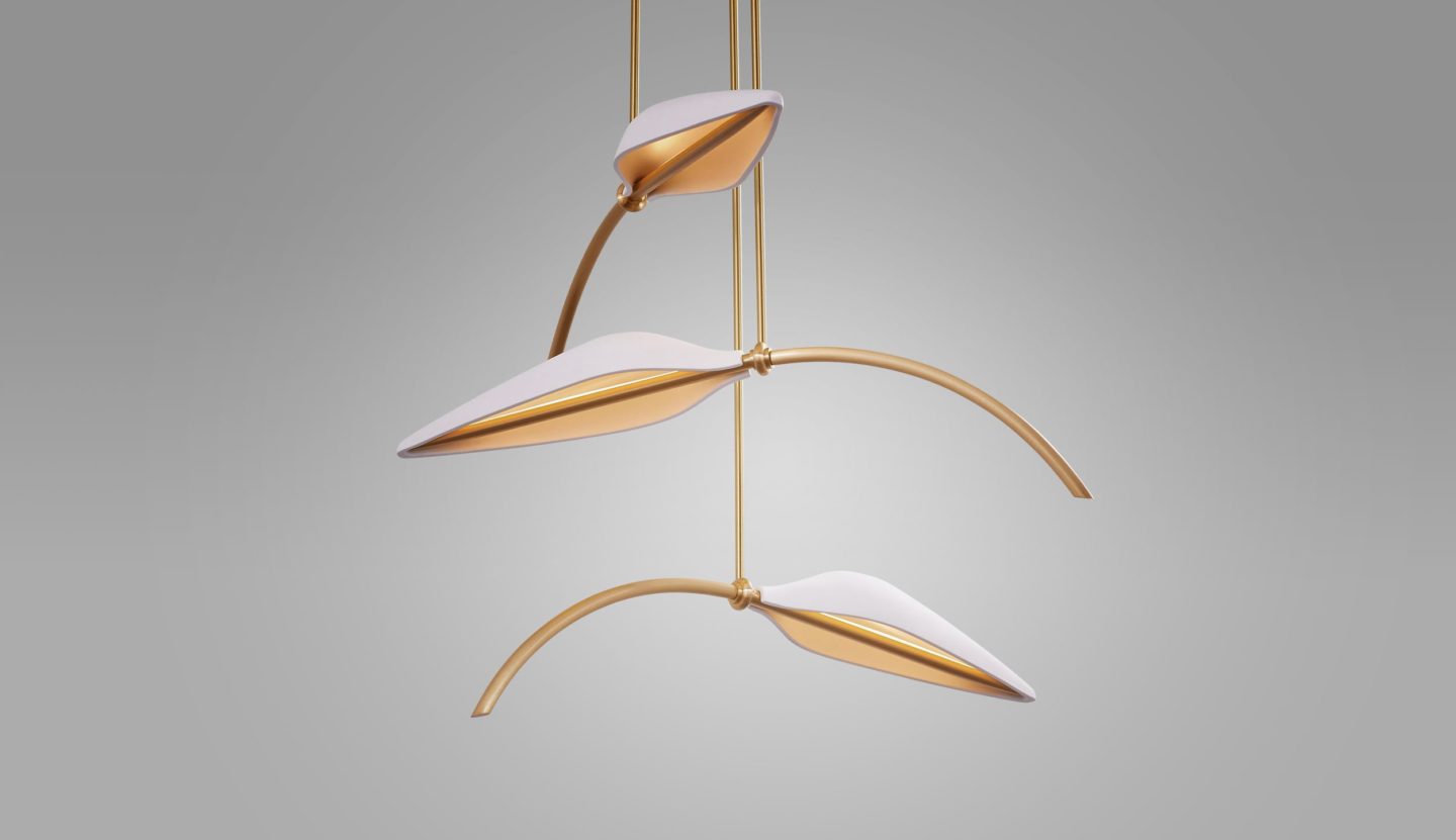 The Boyd Lighting Spire Series, The Spire Leaf Pendant is a poetic and architectural pendant for residential and commercial spaces, designed meets poetry in beautiful lighting.